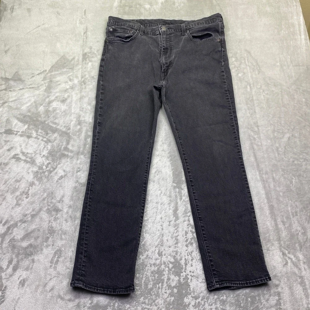 Levis Premium 514 Straight Fit Jeans Mens Sz 38 Charcoal Gray Denim Grunge Retro